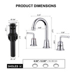360° Swivel Gooseneck 5-10'' Widespread Bathroom Sink Faucet with Drain