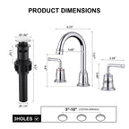 360° Swivel Gooseneck Widespread Bathroom Sink Faucet with Drain