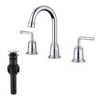 360° Swivel Gooseneck Widespread Bathroom Sink Faucet with Drain