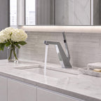 Brass Modern Single-Hole Bathroom Sink Faucet with 5° Angled Spout