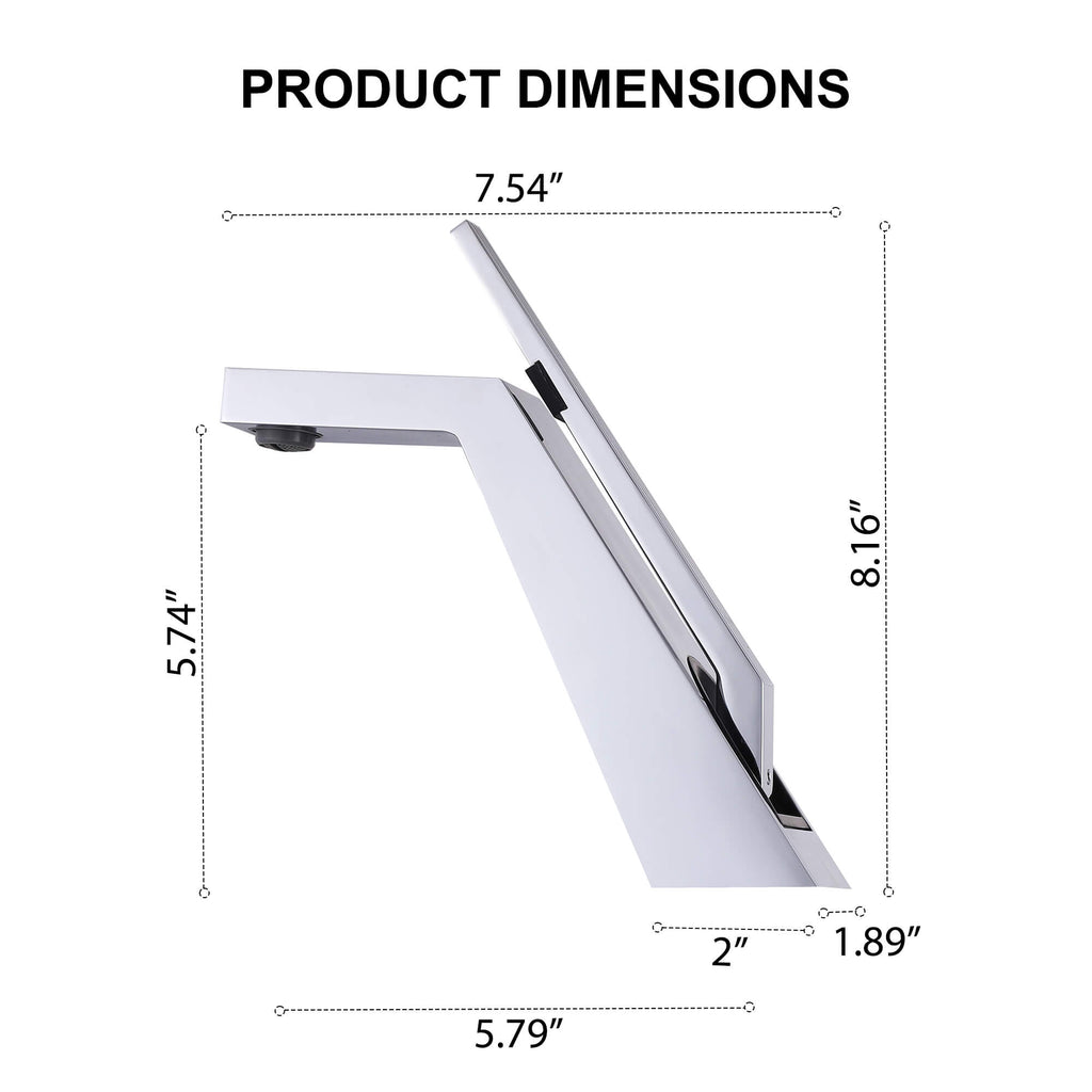 Brass Modern Single-Hole Bathroom Sink Faucet with 5° Angled Spout