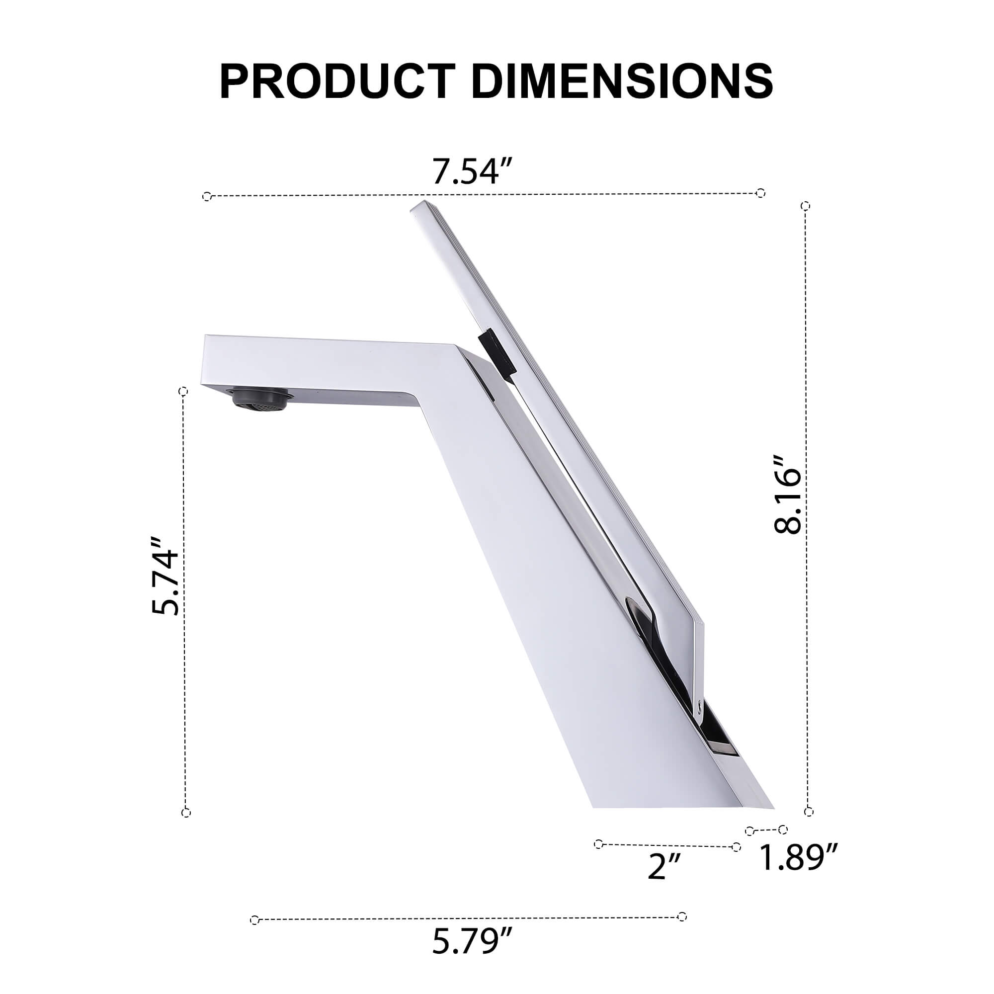 Brass Modern Single-Hole Bathroom Sink Faucet with 5° Angled Spout