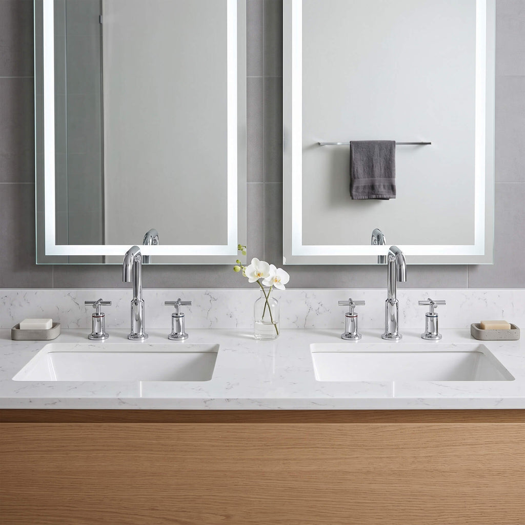Brass Raised-Arch Widespread Bathroom Faucet with Cross Handles