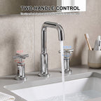 Brass Raised-Arch Widespread Bathroom Faucet with Cross Handles