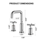 Brass Raised-Arch Widespread Bathroom Faucet with Cross Handles