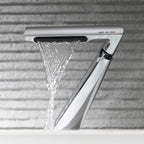 6.2" H Brass Single Hole Waterfall Bathroom Sink Faucet