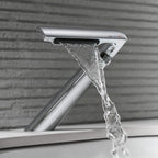 6.2" H Brass Single Hole Waterfall Bathroom Sink Faucet