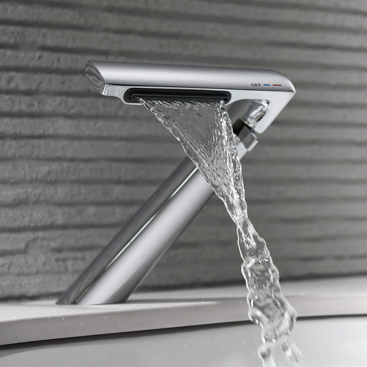 6.2" H Brass Single Hole Waterfall Bathroom Sink Faucet