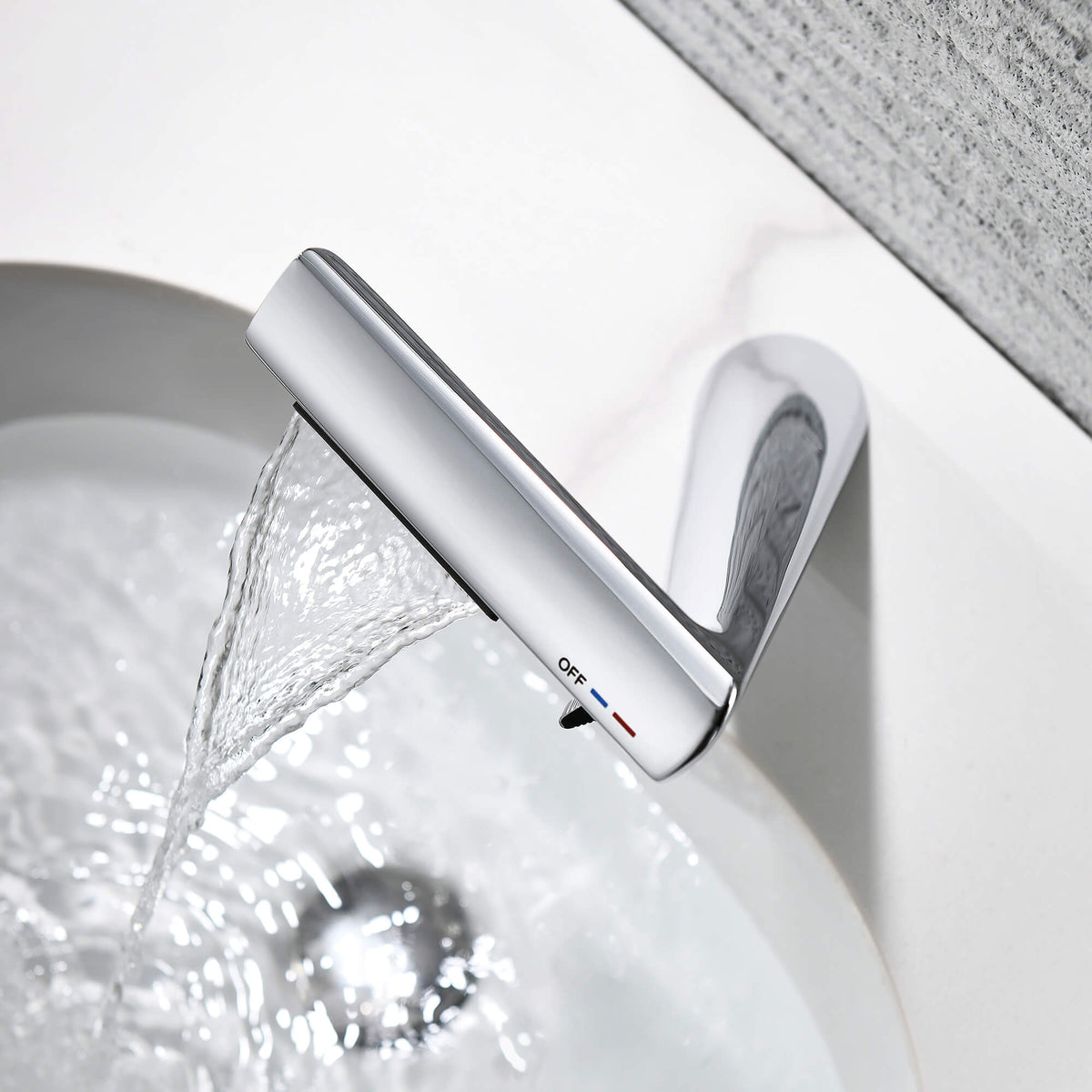 6.2" H Brass Single Hole Waterfall Bathroom Sink Faucet