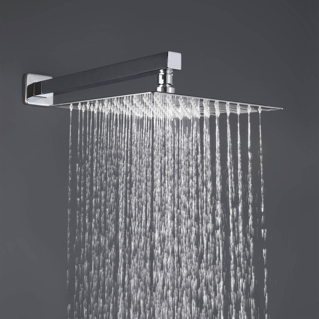 Minimalist Dual-Outlet Shower System with Ultra-Thin Square Rain Head and Linear Hand Shower