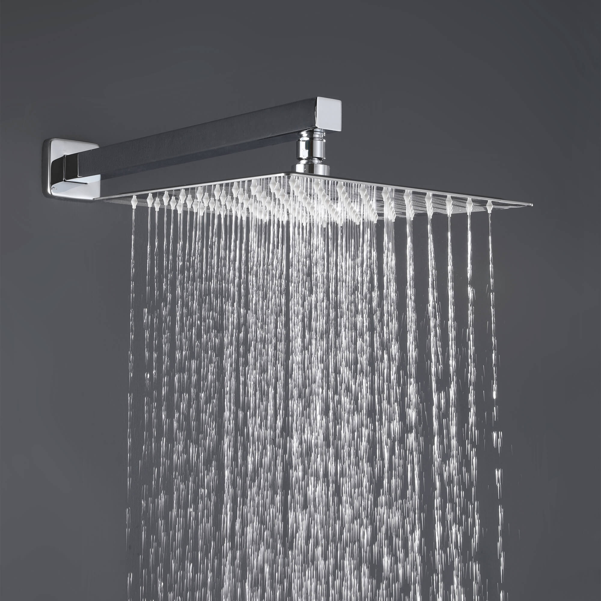 Minimalist Dual-Outlet Shower System with Ultra-Thin Square Rain Head and Linear Hand Shower