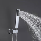 Minimalist Dual-Outlet Shower System with Ultra-Thin Square Rain Head and Linear Hand Shower