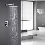 Minimalist Dual-Outlet Shower System with Ultra-Thin Square Rain Head and Linear Hand Shower
