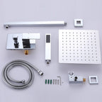Minimalist Dual-Outlet Shower System with Ultra-Thin Square Rain Head and Linear Hand Shower