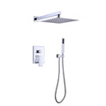 Minimalist Dual-Outlet Shower System with Ultra-Thin Square Rain Head and Linear Hand Shower