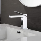 Minimalist Single-Handle Basin Faucet with Crisp Geometric Profiles