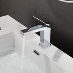 Minimalist Single-Handle Basin Faucet with Crisp Geometric Profiles