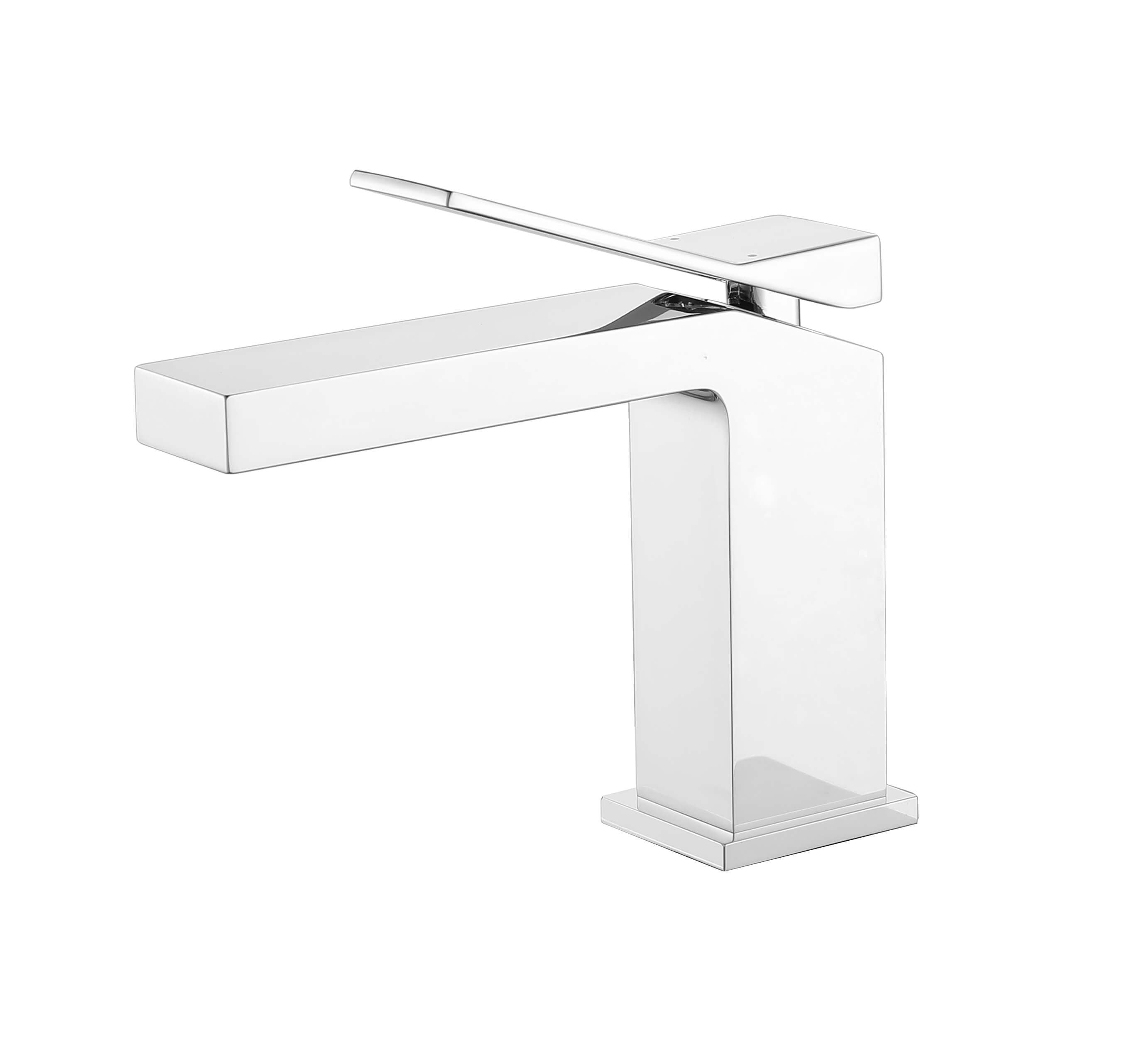 Minimalist Single-Handle Basin Faucet with Crisp Geometric Profiles