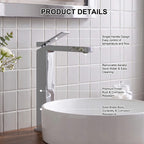 Minimalist Square Monolithic Single-Handle Tall Vessel Faucet