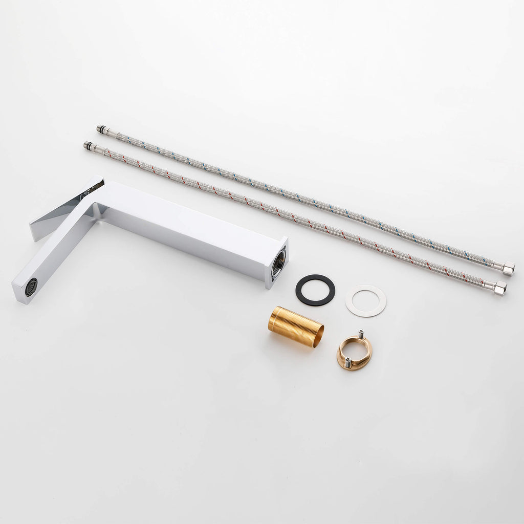 Minimalist Square Monolithic Single-Handle Tall Vessel Faucet