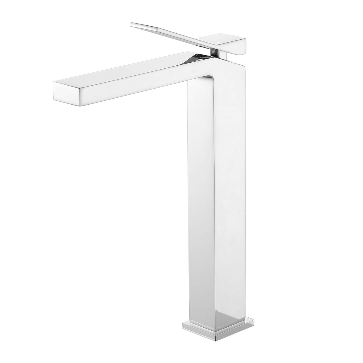Minimalist Square Monolithic Single-Handle Tall Vessel Faucet
