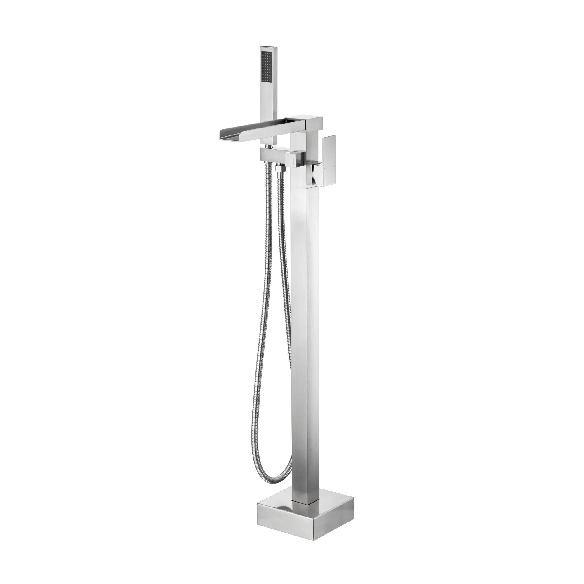Cube Modern Solid Brass Freestanding Tub Filler Faucet with Hand Shower