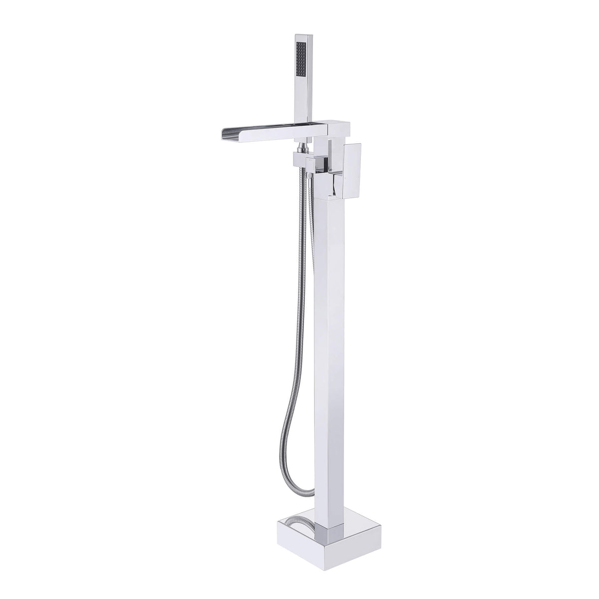Cube Modern Solid Brass Freestanding Tub Filler Faucet with Hand Shower