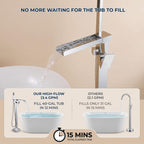 Fast-Filling Waterfall Freestanding Tub Faucet with Hand Shower