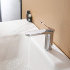 Modern Minimalist High-Flow Basin Faucet with Rigid Flat Spout