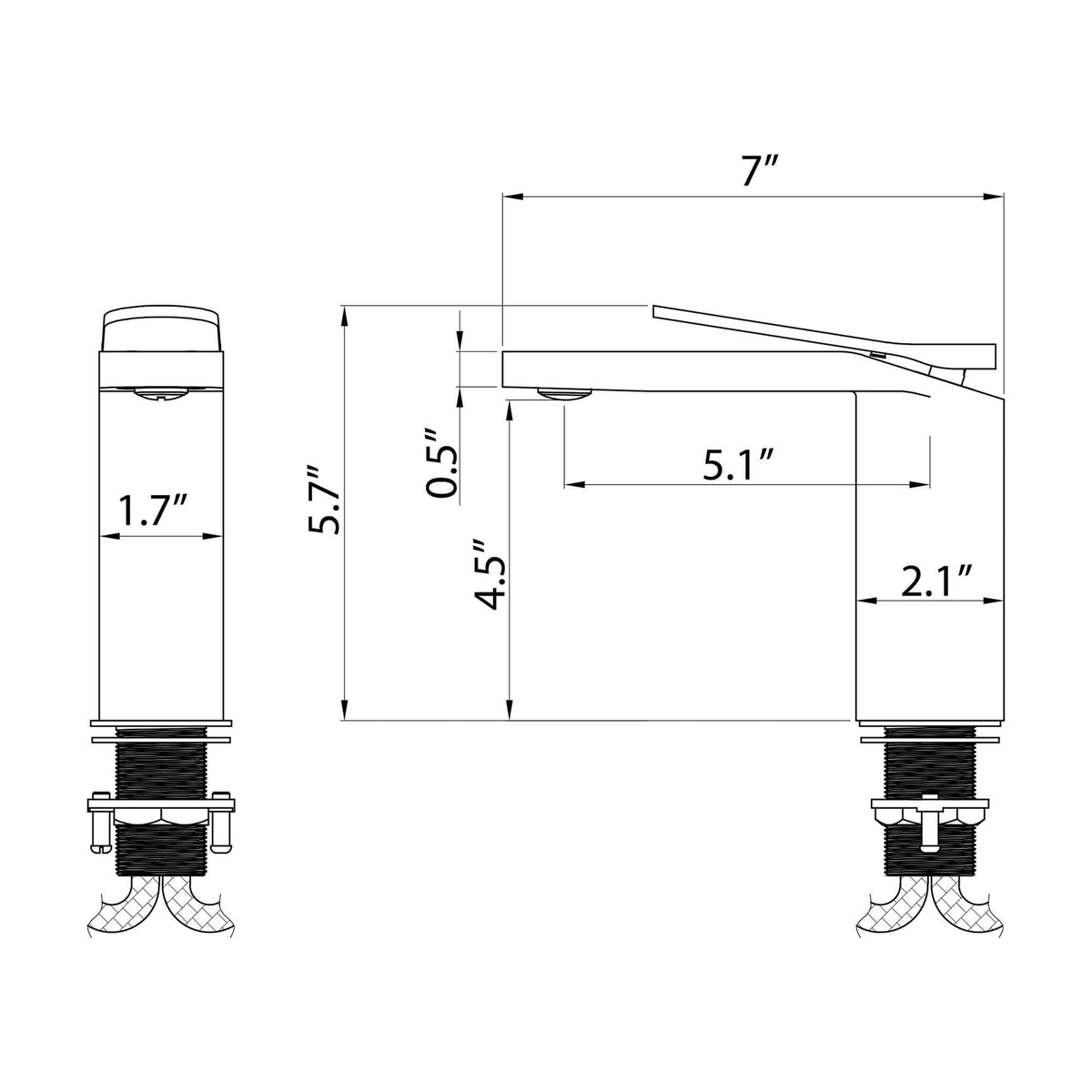 Modern Minimalist High-Flow Basin Faucet with Rigid Flat Spout