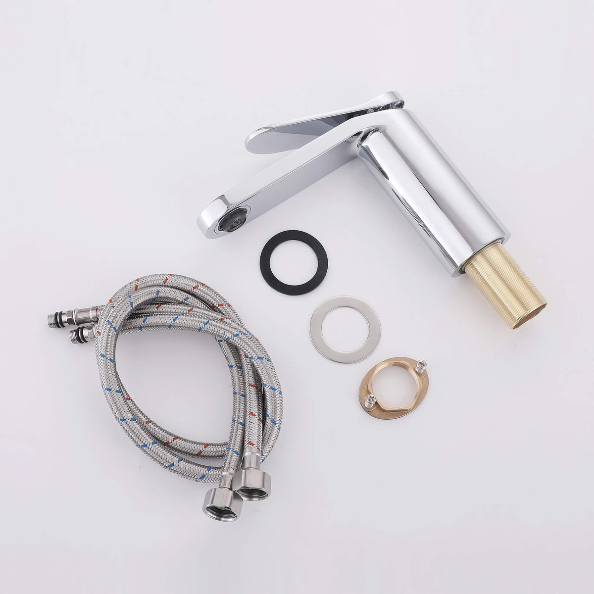 Modern Minimalist High-Flow Basin Faucet with Rigid Flat Spout