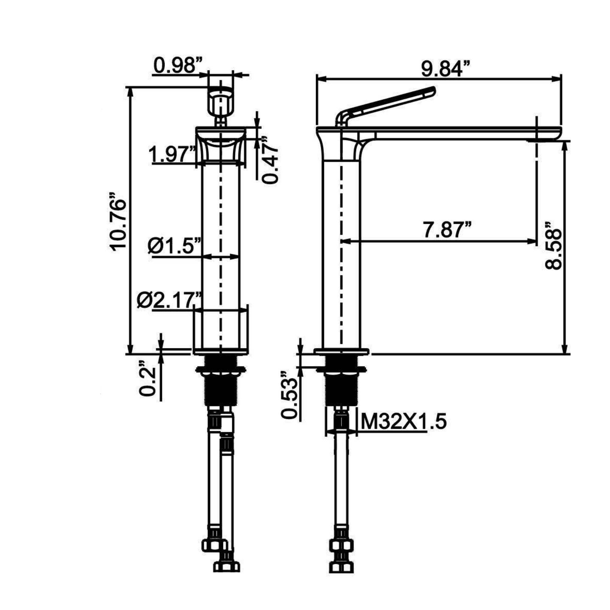 Minimalist Single Hole Single Handle Bathroom Faucet with removable aerator