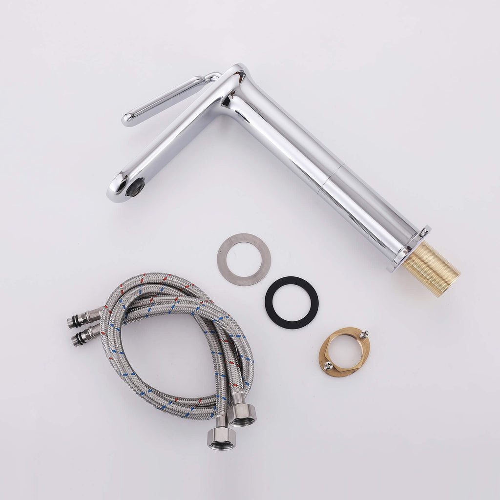 Minimalist Single Hole Single Handle Bathroom Faucet with removable aerator