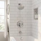 Modern Round Rain Shower System with 5-Function Spray and Integrated Tub Spout