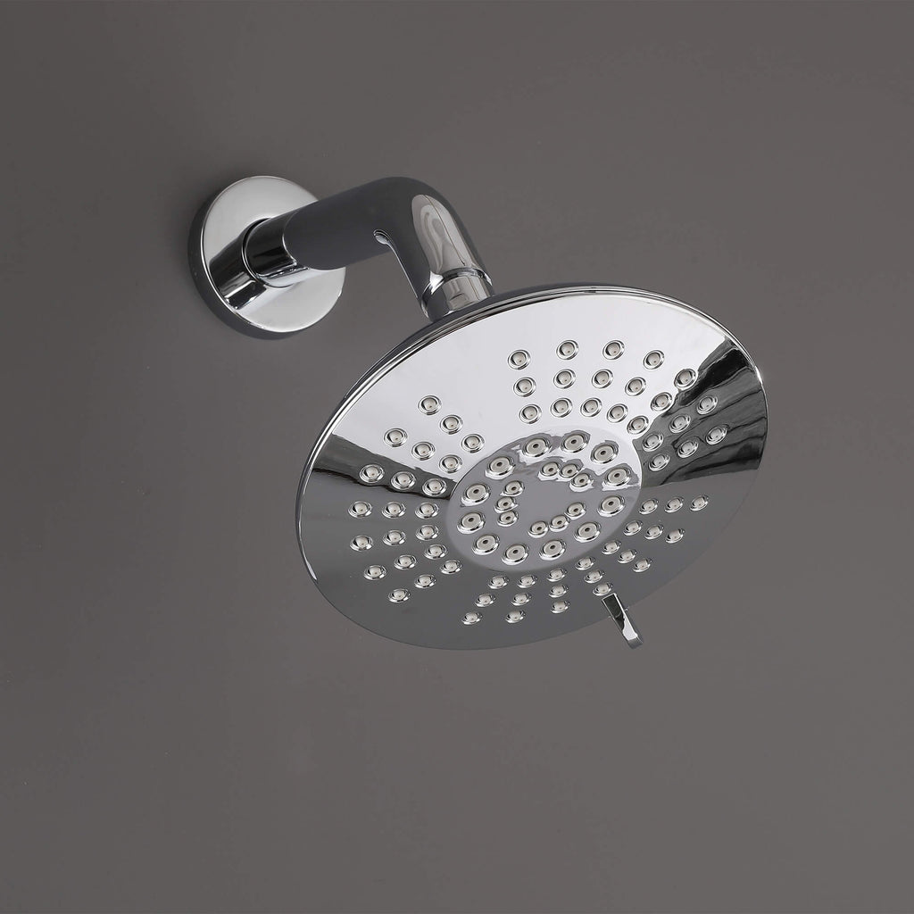 Modern Round Rain Shower System with 5-Function Spray and Integrated Tub Spout
