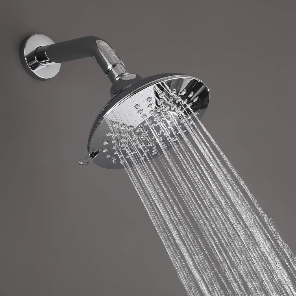 Modern Round Rain Shower System with 5-Function Spray and Integrated Tub Spout