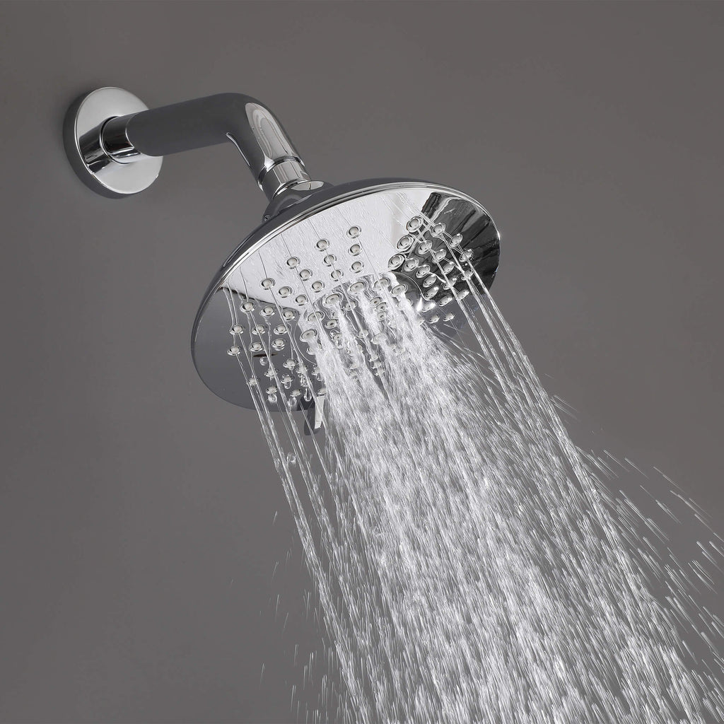 Modern Round Rain Shower System with 5-Function Spray and Integrated Tub Spout