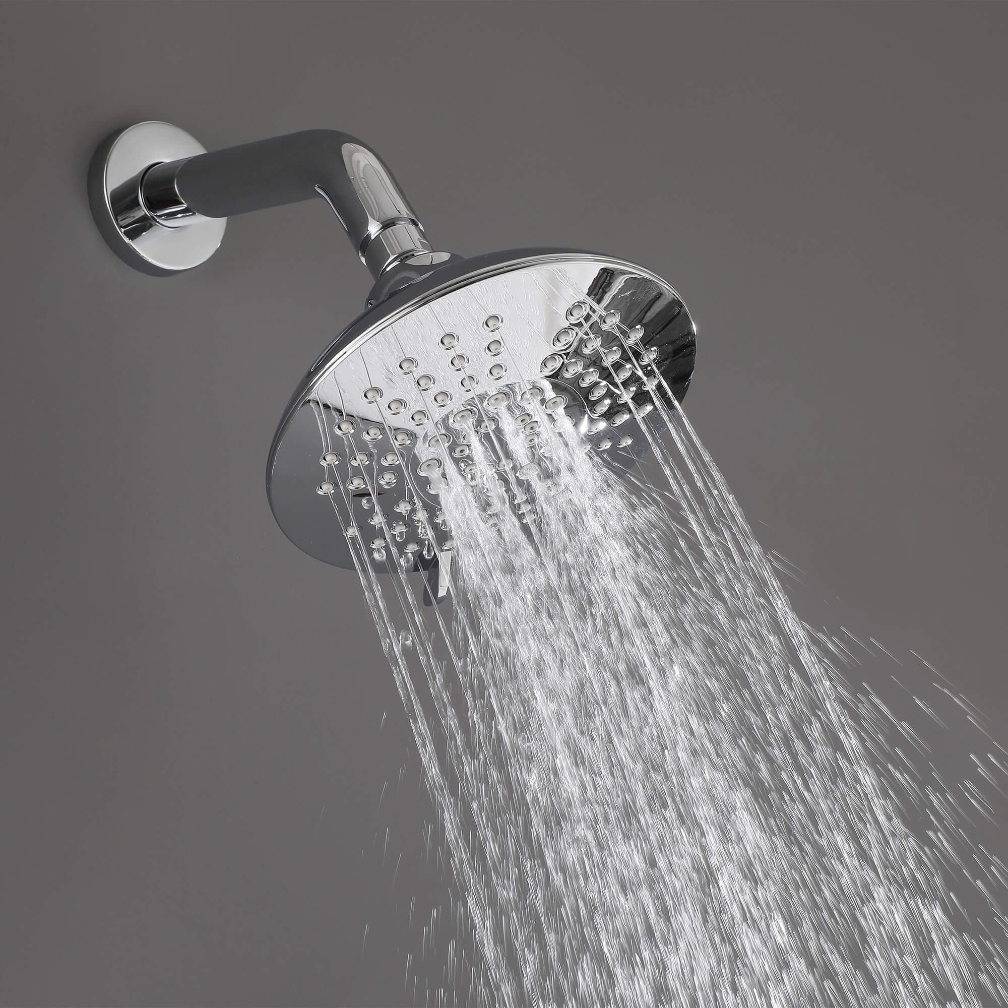 Modern Round Rain Shower System with 5-Function Spray and Integrated Tub Spout