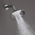 Modern Round Rain Shower System with 5-Function Spray and Integrated Tub Spout