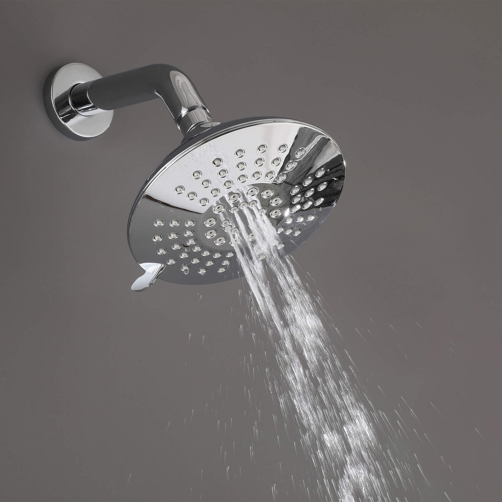 Modern Round Rain Shower System with 5-Function Spray and Integrated Tub Spout