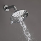Modern Round Rain Shower System with 5-Function Spray and Integrated Tub Spout