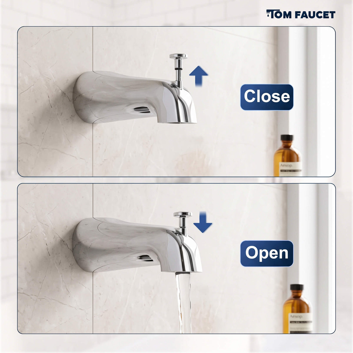 Modern Round Rain Shower System with 5-Function Spray and Integrated Tub Spout