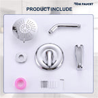 Modern Round Rain Shower System with 5-Function Spray and Integrated Tub Spout