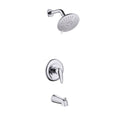 Modern Round Rain Shower System with 5-Function Spray and Integrated Tub Spout
