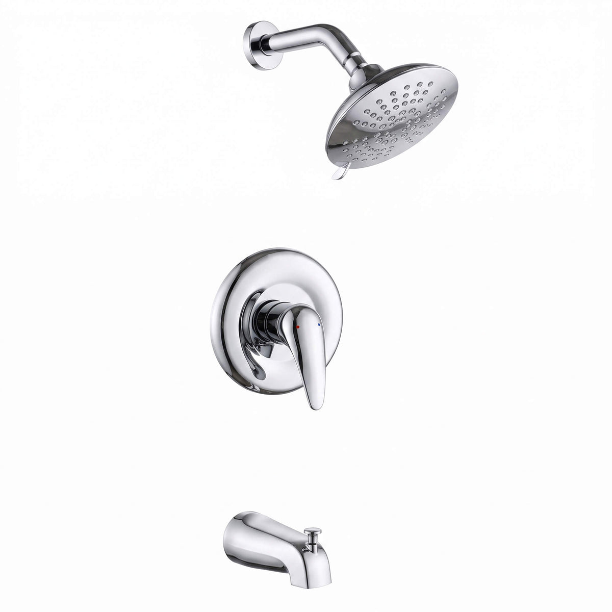Modern Round Rain Shower System with 5-Function Spray and Integrated Tub Spout