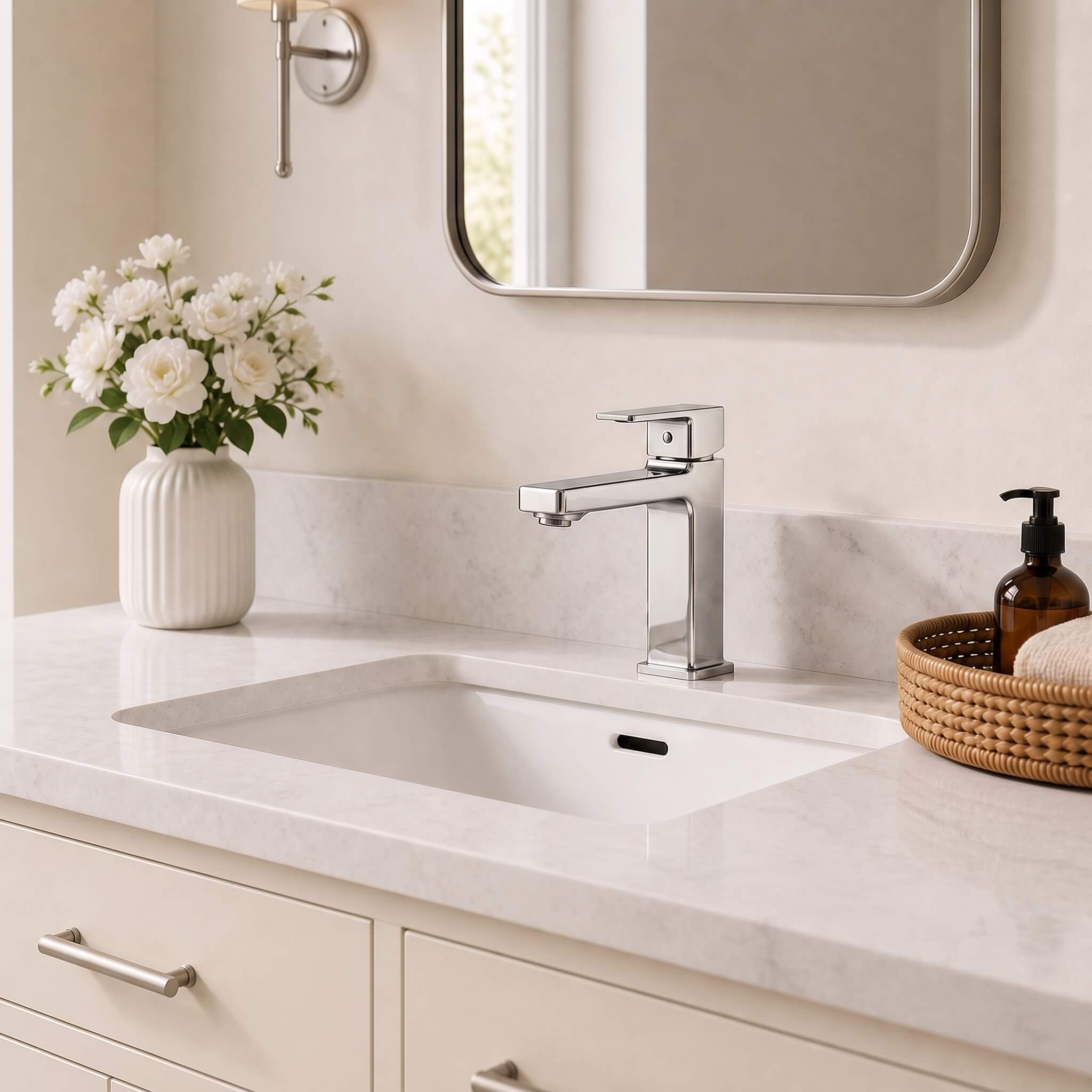 Modern Single-Hole Single-Handle Bathroom Sink Faucet