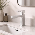 Geometric Single-Hole Bathroom Faucet with Removable Aerator