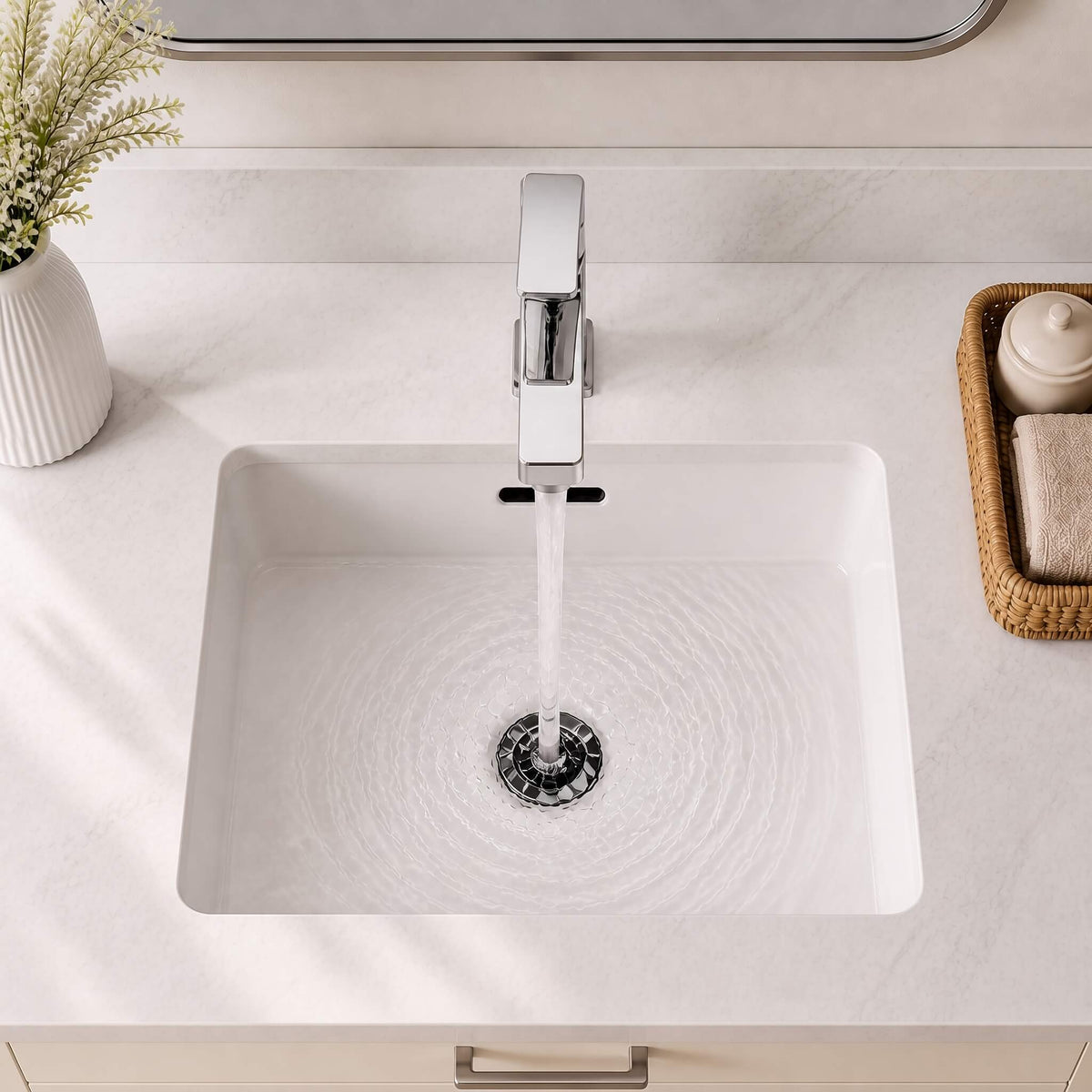 Geometric Single-Hole Bathroom Faucet with Removable Aerator