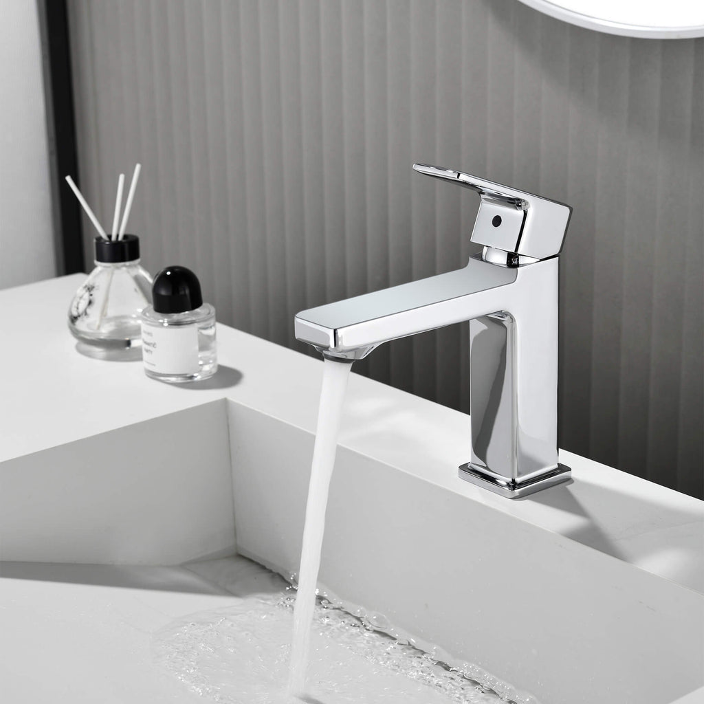 Modern Single Handle 1-Hole Sink Faucet with Graceful Forward Outpour