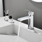 Modern Single Handle 1-Hole Sink Faucet with Graceful Forward Outpour